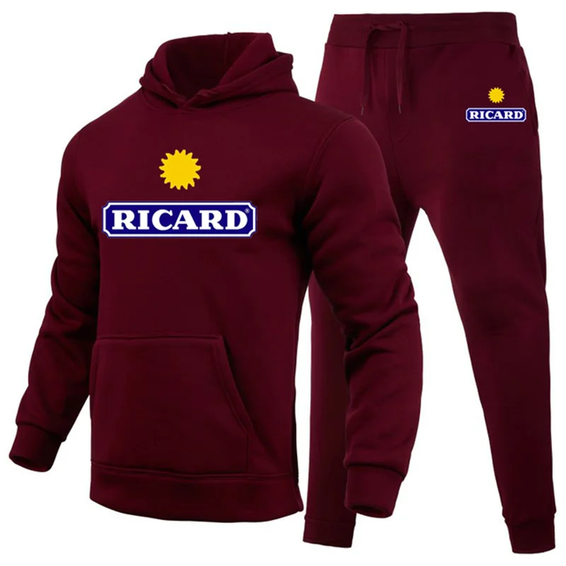 Ricard New Winter Men's Clothing Men Sets Printing Hoodie Set Fleece Sweatshirt Casual Sport Sweatpants Mens Tracksuits 2022