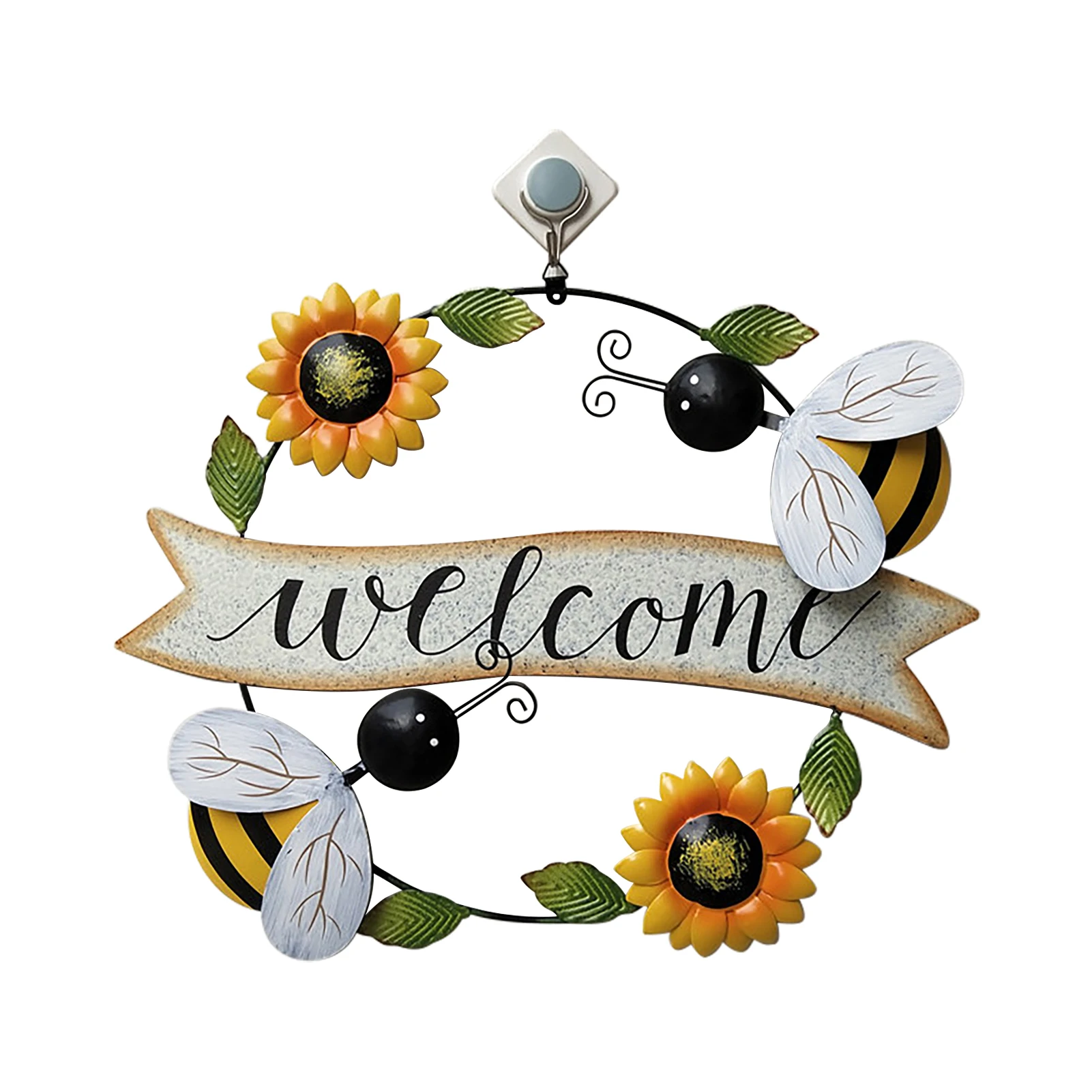 

Metal Sunflower Welcome Sign Garden Wall Art Yard Decoration Door Wreath Bedroom Indoor Outdoor Backyard Balcony Iron Crafts