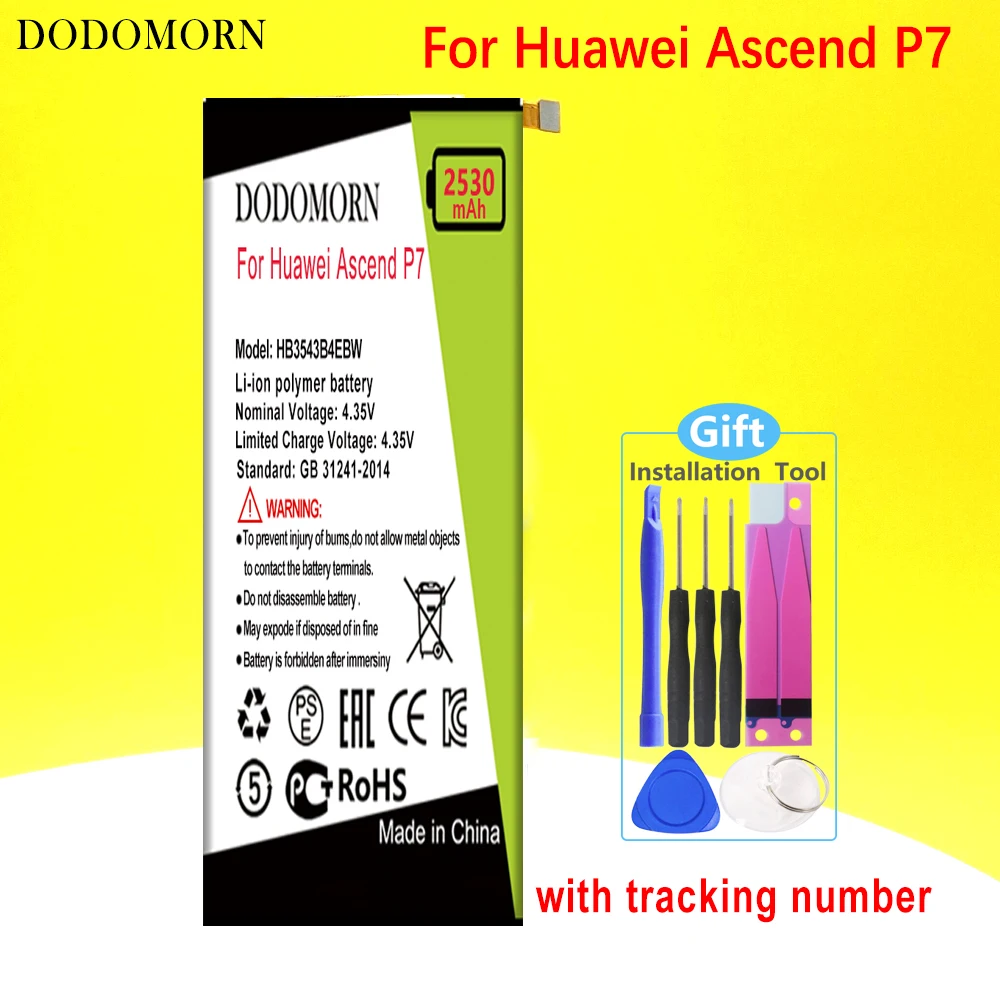 

DODOMORN HB3543B4EBW Battery For Huawei Ascend P7 L07 L09 L00 L10 L05 L11 +Tracking Number