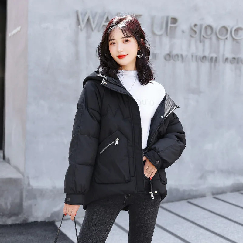PinkyIsBlack Autumn Winter Jacket Women 2022 New Short Basic Down Thicken Coat Oversized Parkas with Hood Puffer Outerwear 4XL