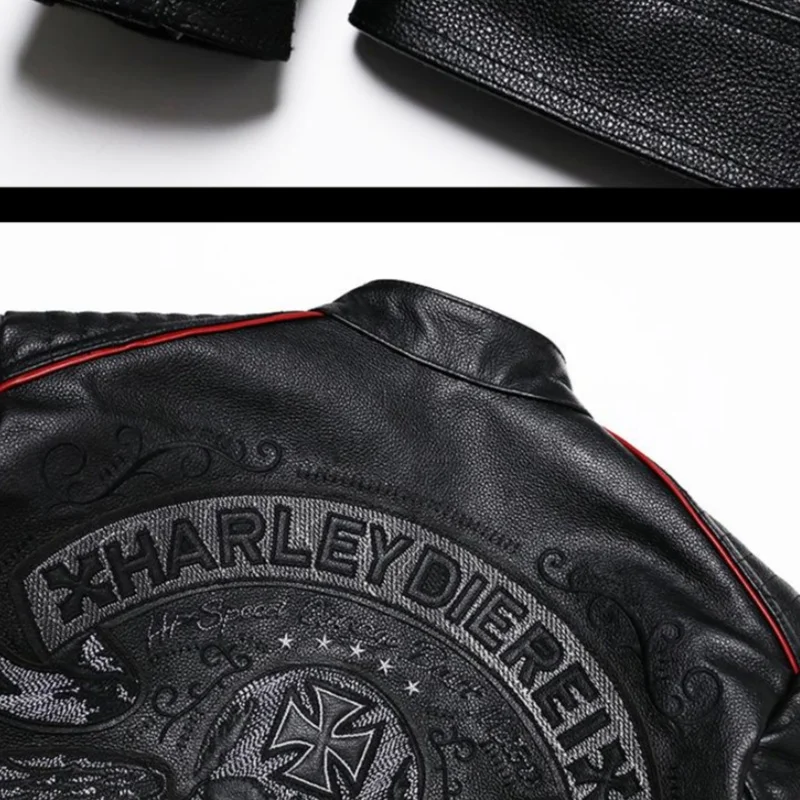 Черная весенняя кожаная куртка для мужчин в стиле панк большие размеры 6XL