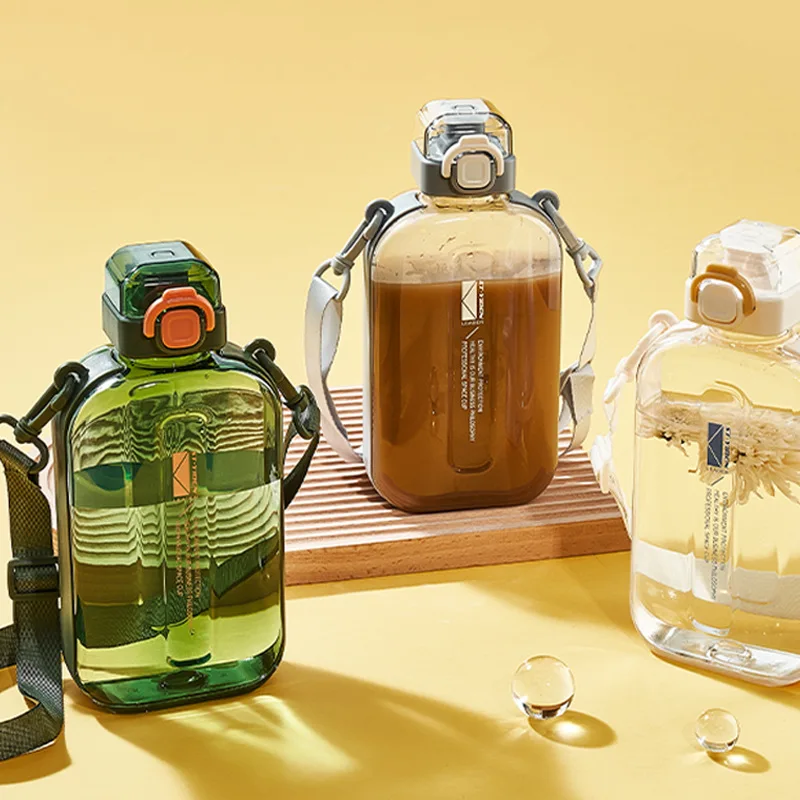 

750ml Paper Pad Water Bottle Flat Large Capacity Scale Student Outdoor Fitness Exercise Direct Drinking Portable Drinking Kettle