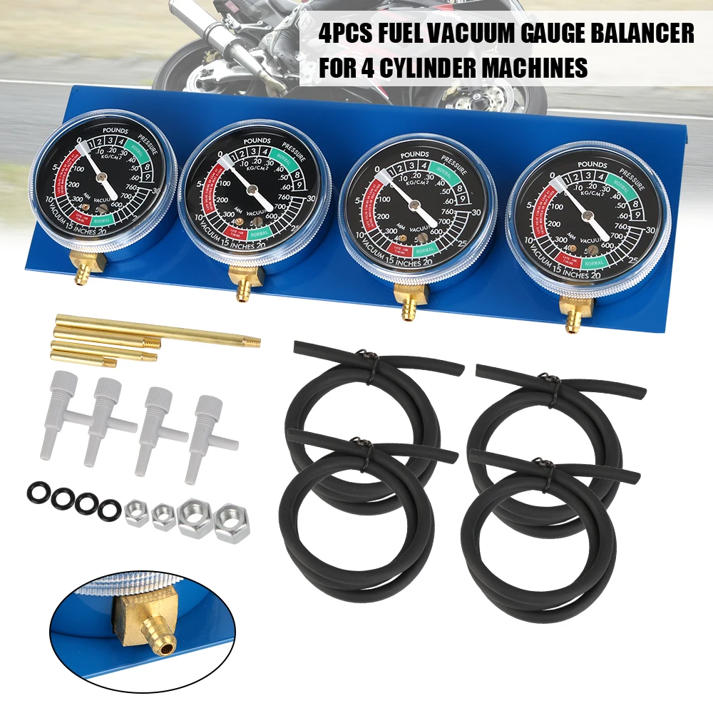 

Vacuum Balancer Gauge Motorcycle Fuel Carburetor Synchronizer For 4 Cylinder Engines Machines with Hose Synchronizer Tool