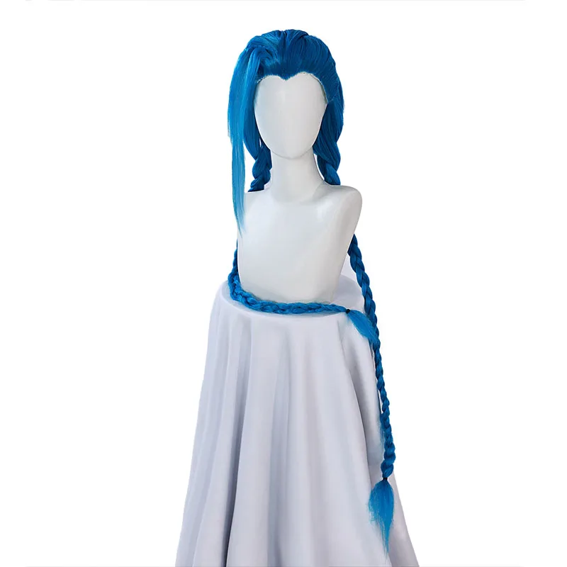 Парик Jinx Длинный синий плетеный парик для ролевых игр Подходит любого цвета кожи