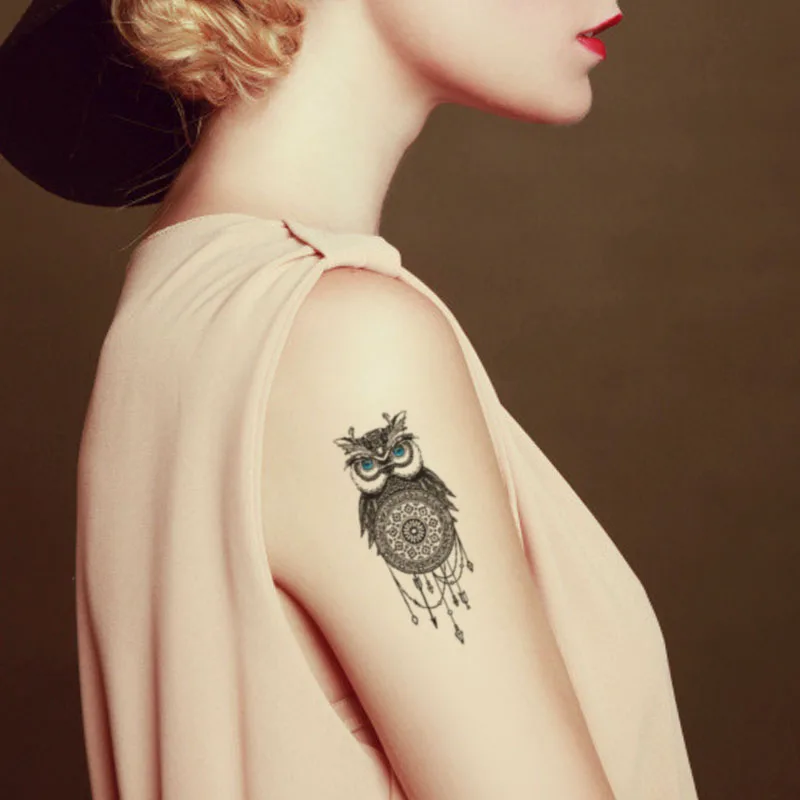 Водостойкая Временная тату-наклейка Ватикан геометрический узор флэш-тату Сова