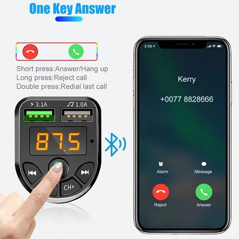 

Car Wireless Bluetooth Handsfree Kit FM Transmitter Radio Adapter 2 USB Charger MP3 Music Player Auto Electronics Accessories