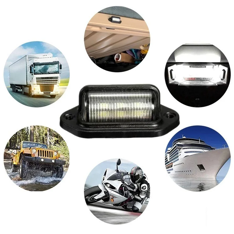 

Car Truck License Plate Lights 6 LED Universal License Taillight for Auto Trailer Motorcycle Van Boat Side Lamp 500LM