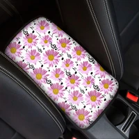 musical notes and pink daisies print washable car armrest cover for car easy clean car accessories center console protector 2pcs
