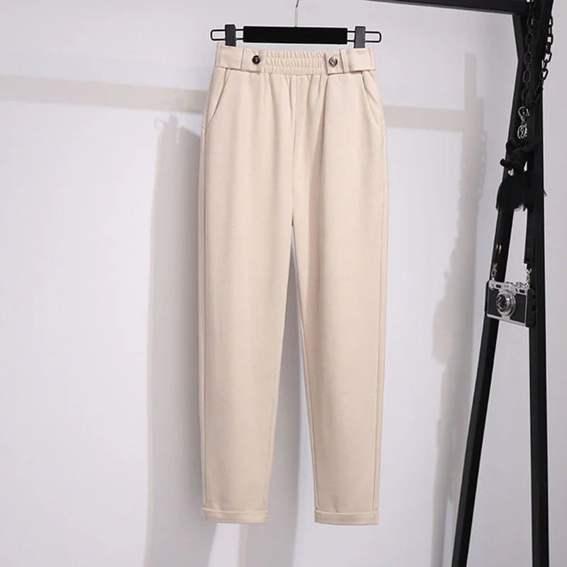 

Woolen 155Kg Plus Size Women's Trousers 5XL 6XL 7XL 8XL 9XL 10XL High Waist Thin Radish Pants Casual Harem Pants Women