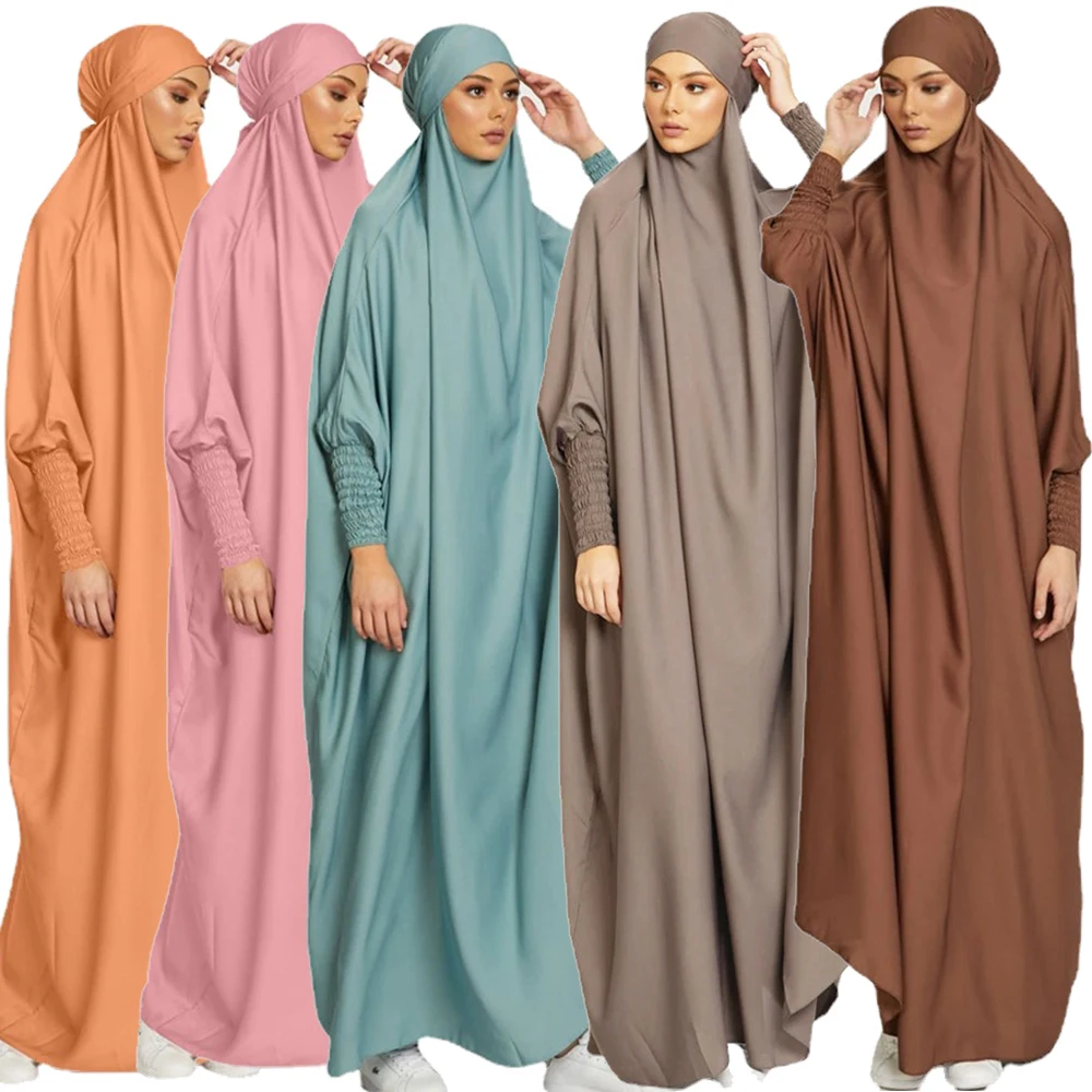 Ramadan Jilbab Muslim One Piece Prayer Dress Garment Women Khimar Hijab FullCover Hooded Abaya Dubai Niqab Islam Modest Djellaba