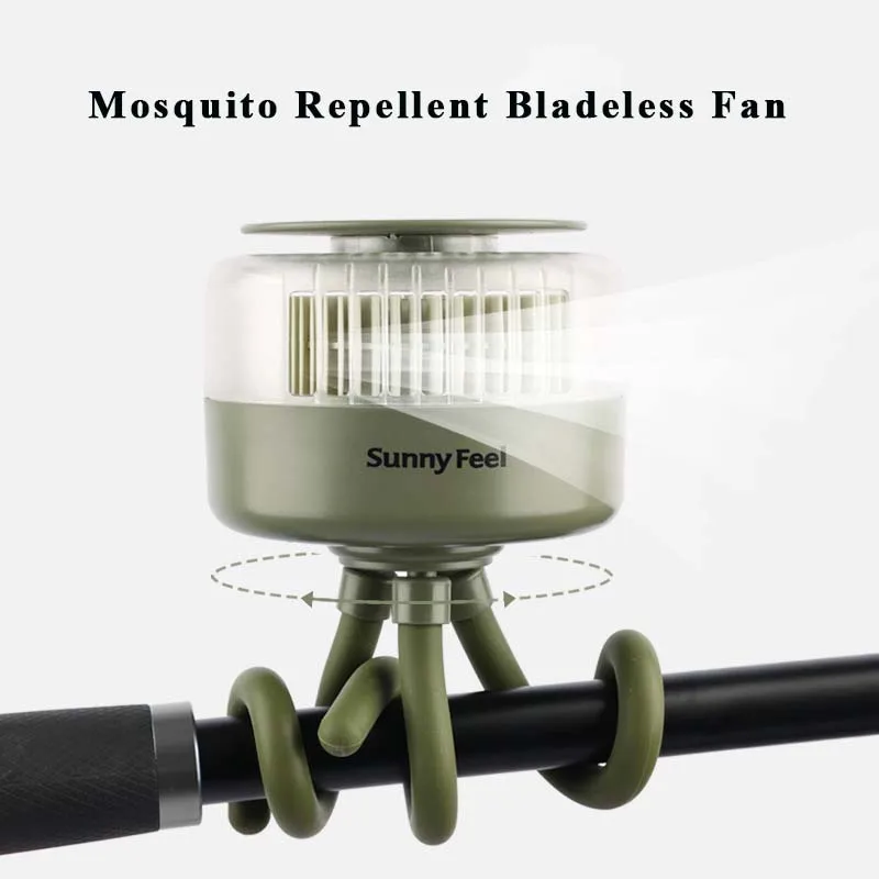 

Mosquito Repellent USB Rechargeable Desk Fan Outdoor Camping Bladeless Fan with 3 Wind Speeds for Home Office Camping Picnic