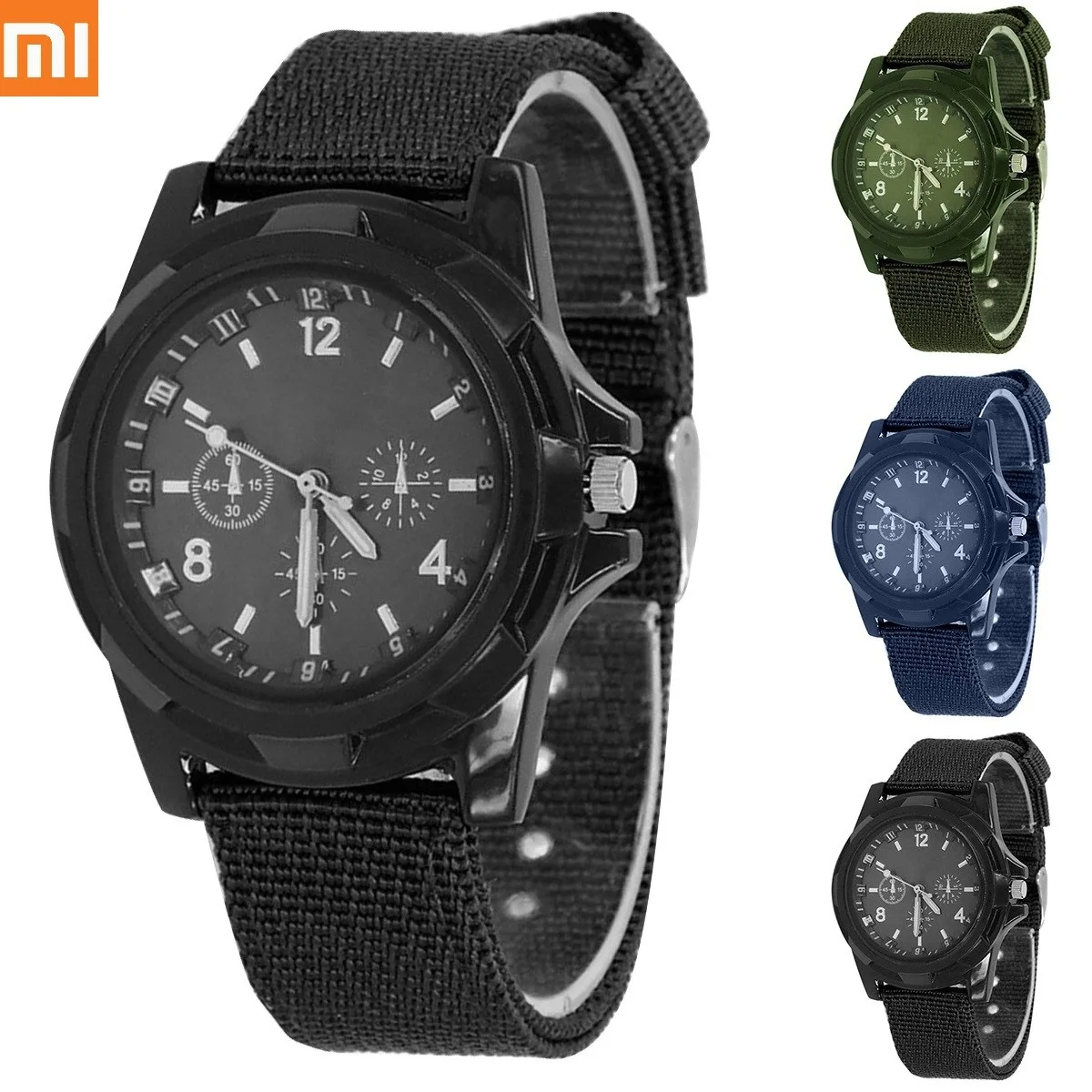 

XIAOMI Fashion Waterproof Men Quartz Watch Army Soldier Military Canvas Strap Fabric Analog Wrist Watches Sports Wristwatches