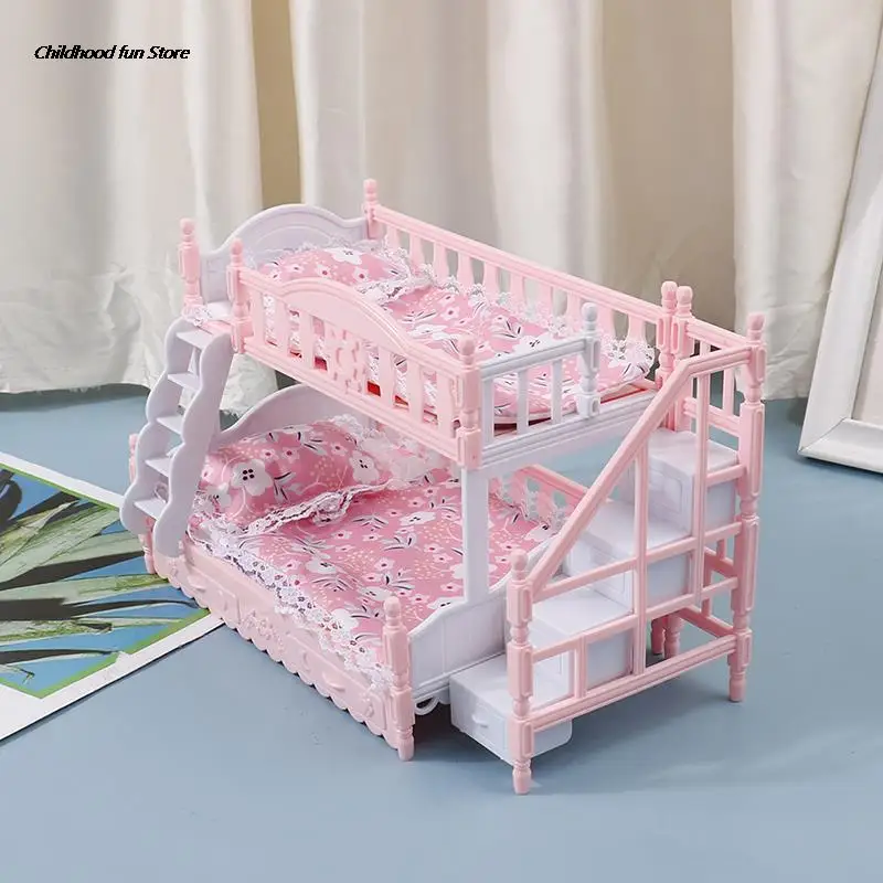 

Кукла Детская, игровой домик для куклы Барби, аксессуары, имитация европейской мебели, принцесса, двойная кровать с лестницей, игрушки