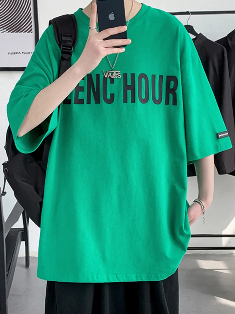 

SYUHGFA Short Sleeve Letter Print T-shirt For Men Fashion Boys' Trend Cotton Top 2022 Summer Oversized Male Casual Tee Shirt