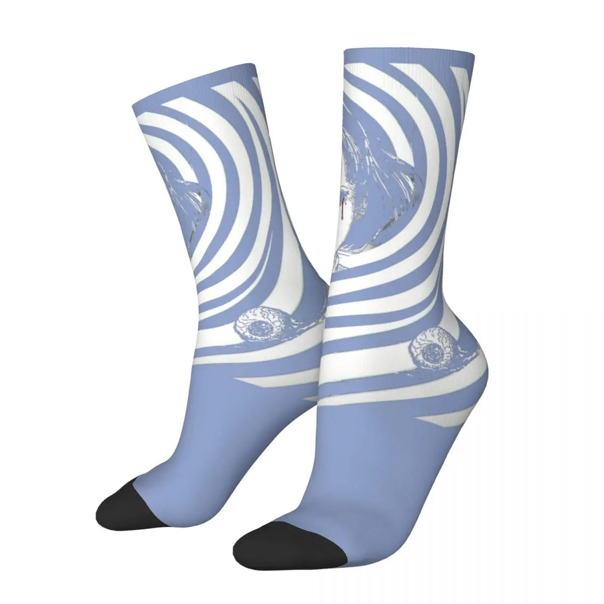 

Funny Happy Men's compression Socks Uzumaki Spiral Design Retro Harajuku Junji Ito Hip Hop Novelty Casual Crew Crazy Sock