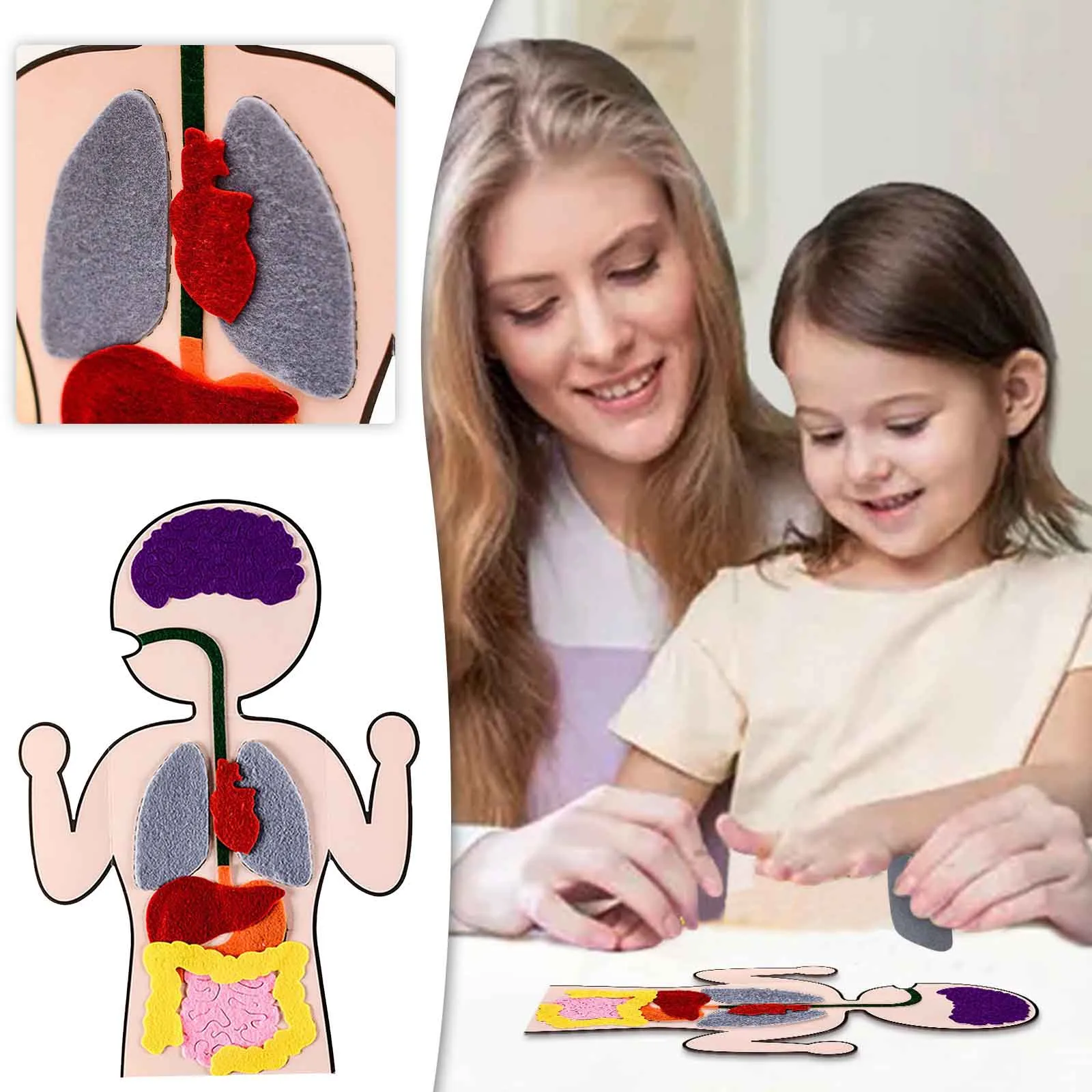 

HOT SALE Children Human Organ Cognition Diy Weaving Cloth Sticky Toys For Kids Arts Crafts Early Education Toys For Adults Kit