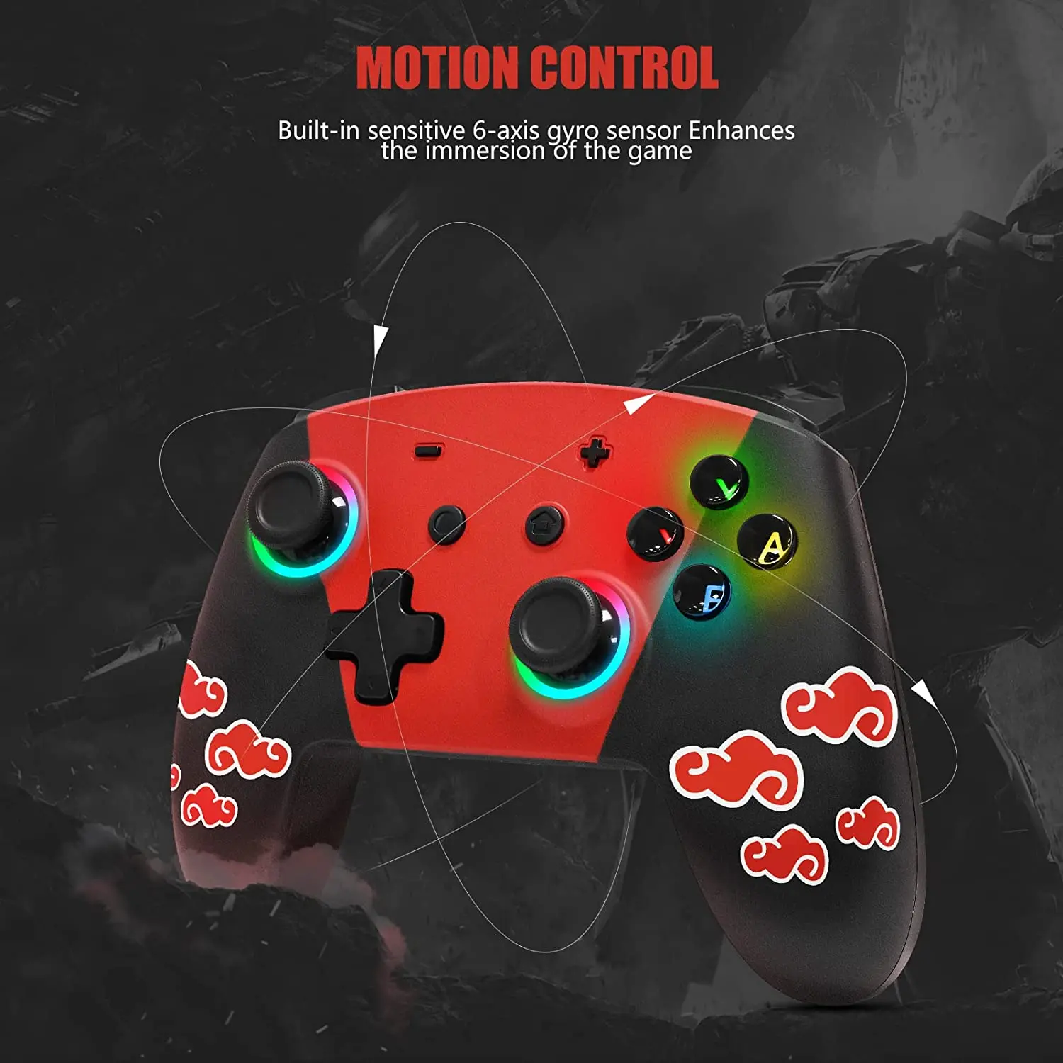 Tanie 9 Kolorów światła RGB Z Backbutton Bezprzewodowy Kontroler Z Bluetoothem Do Przełącznika Pro Mando Gamepad Na Przełącznik Sterowanie