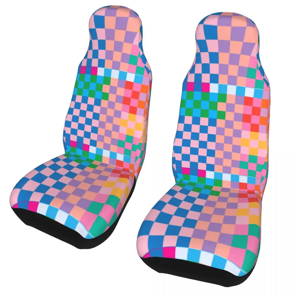 

Checkerboard Universal Car Seat Cover Auto Interior For All Kinds Models Pink and Black Car Seat Protector Polyester Fishing