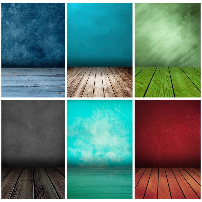 

Vintage Gradient Solid Color Photography Backdrops Props Brick Wall Wooden Floor Baby Portrait Photo Backgrounds 210125MB-35