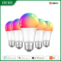 15w tuya zigbee smart light bulbs rgbwwcw e27 smart home led lamp app remote control compatible with alexa google home