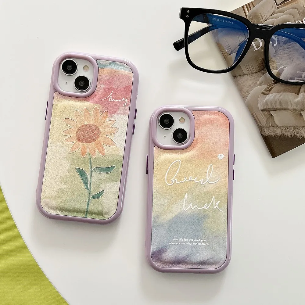 

Чехол с акварельным рисунком подсолнуха для iphone 14Pro 14 13ProMax 13Pro 13 12 12ProMax 12Pro 11ProMax 11, мягкий чехол
