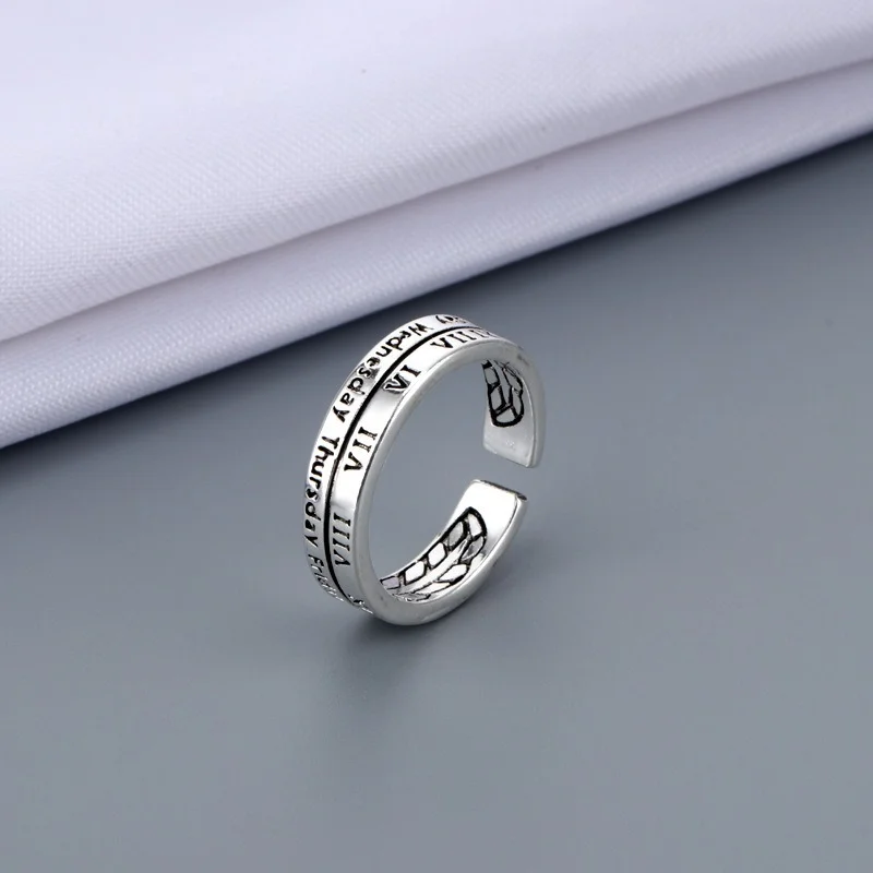 

Retro Roman digital index finger ring female ins fashion retro personalized Thai silver ring