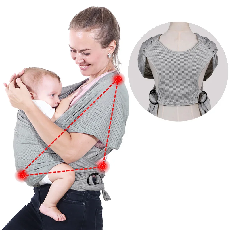 Baby Wrap Carrier and Ring Sling, Adjustable Breathable Mesh Baby Wrap For Infant, Stretchy Infant Sling For Newborn Summer Belt