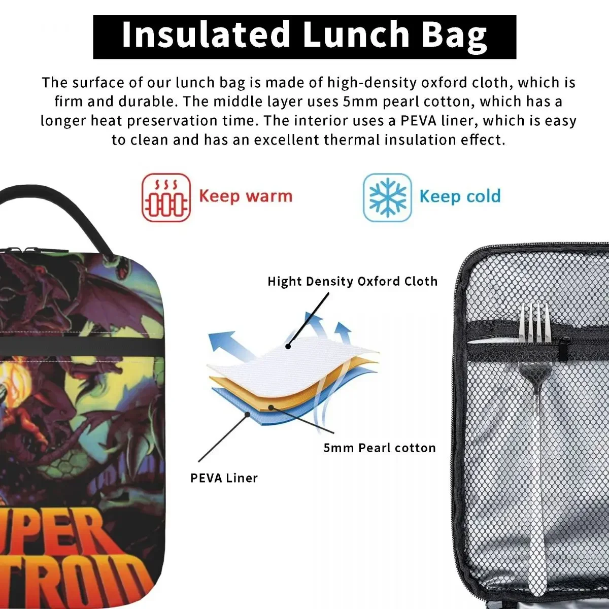 Суперметроидные Изолированные сумки для обедов большая сумка игр пикника бэнто