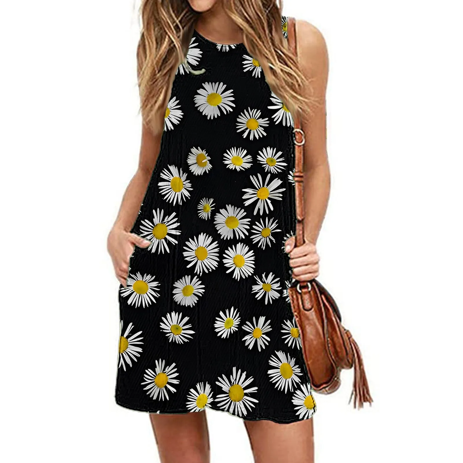 

Женское летнее платье без рукавов, с цветочным принтом