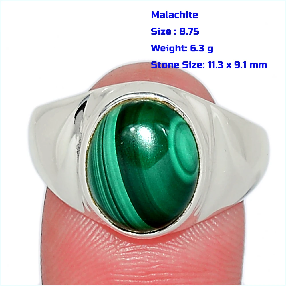 

Genuine Malachite Ring 925 Sterling Silver Women Jewelry Gift