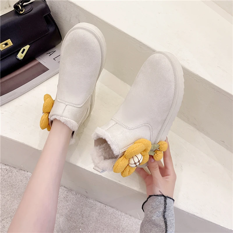

Brand Women's Shoes Australian Boots Winter Footwear Round Toe Flat Heel Boots-Women Fashion Snow Low 2022 Ladies Ankle Cotton