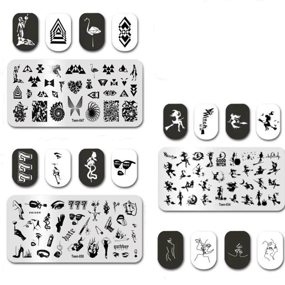 

1Pcs Nail Stamping Plates Sexy Women Nail Printing Plates Fairy Tales Image Stainless Steel Stencil 6X12cm Manicure Stamp Tools