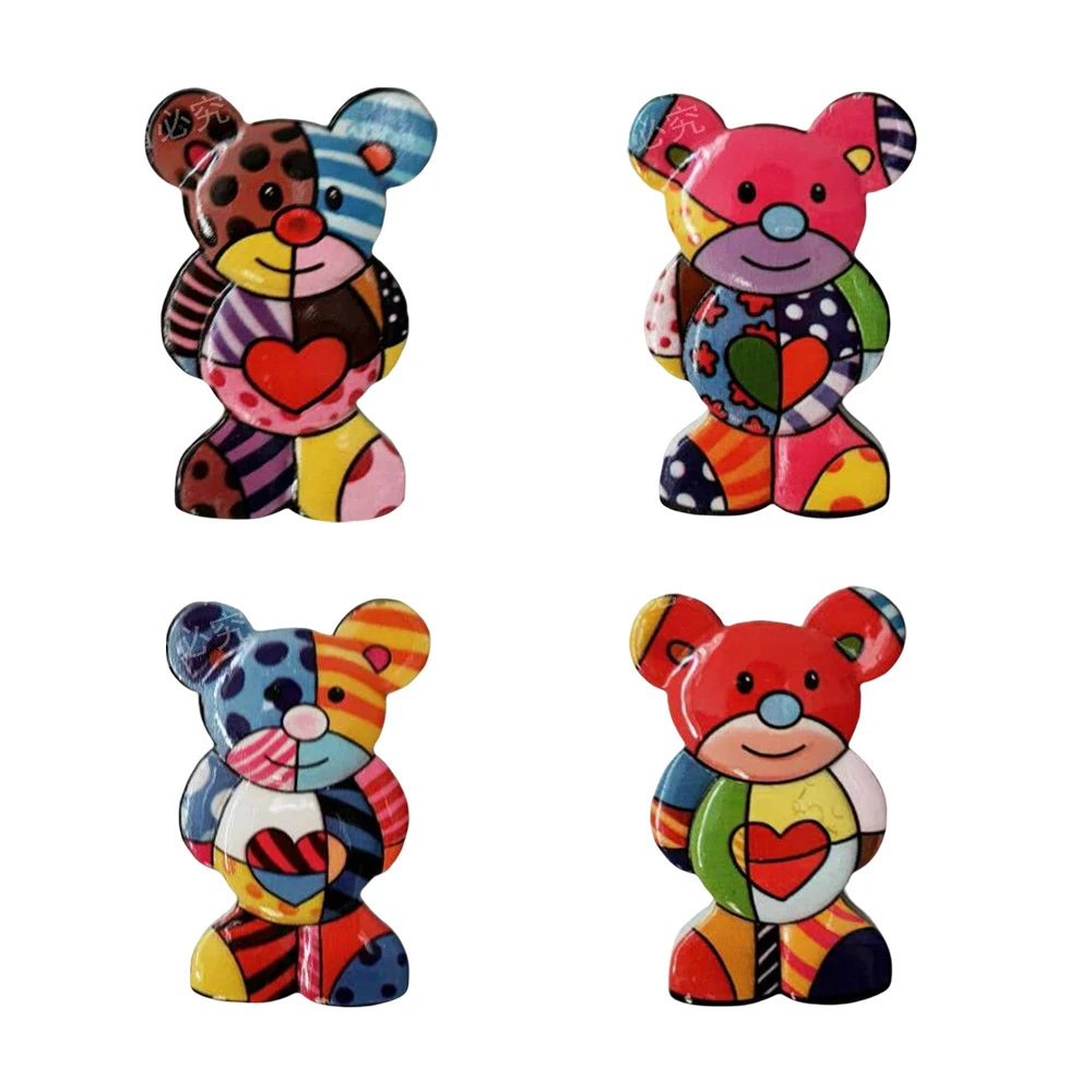 

Мультяшный милый красочный медведь креативная личность 3D резиновые наклейки на холодильник домашняя кухонная доска для сообщений декоративный подарок