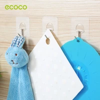 ecoco 8pcs adhesive wall hooks heavy duty self reusable hooks for kitchens bathroom office
