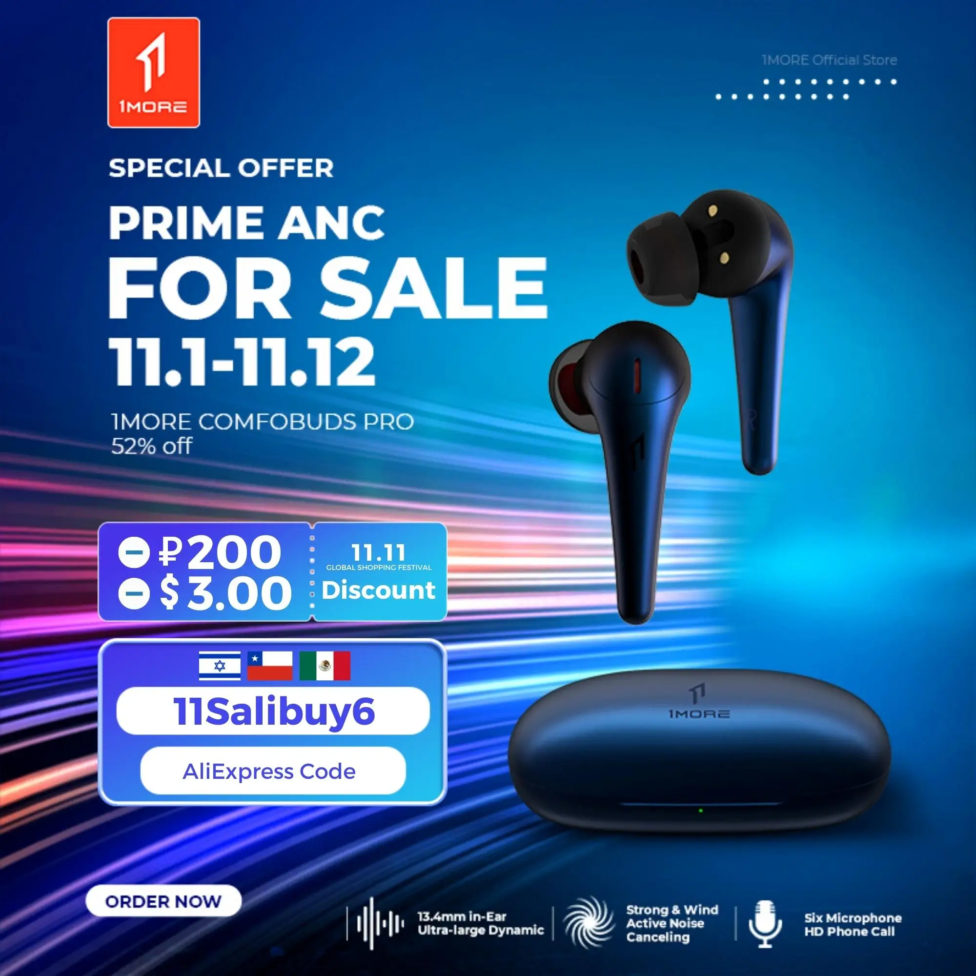 Kup 1MORE Comfobuds Pro ES901 Prawdziwe Bezprzewodowe Słuchawki Tws ANC 13.4mm Sterownik Basowy QuietMax 28H Czas Odtwarzania Dla Google Assis I Siri