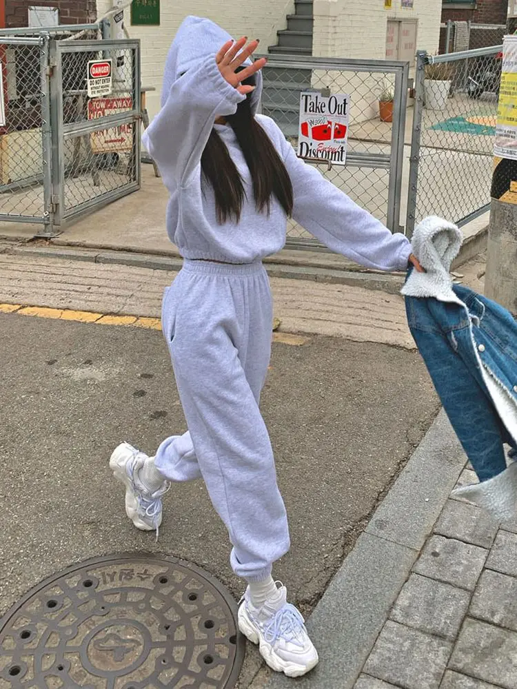 

Зима-весна, Женский пуловер, Толстовки, Толстовки, однотонный Повседневный Спортивный костюм, флисовый комплект из 2 предметов, спортивные штаны, качественная одежда