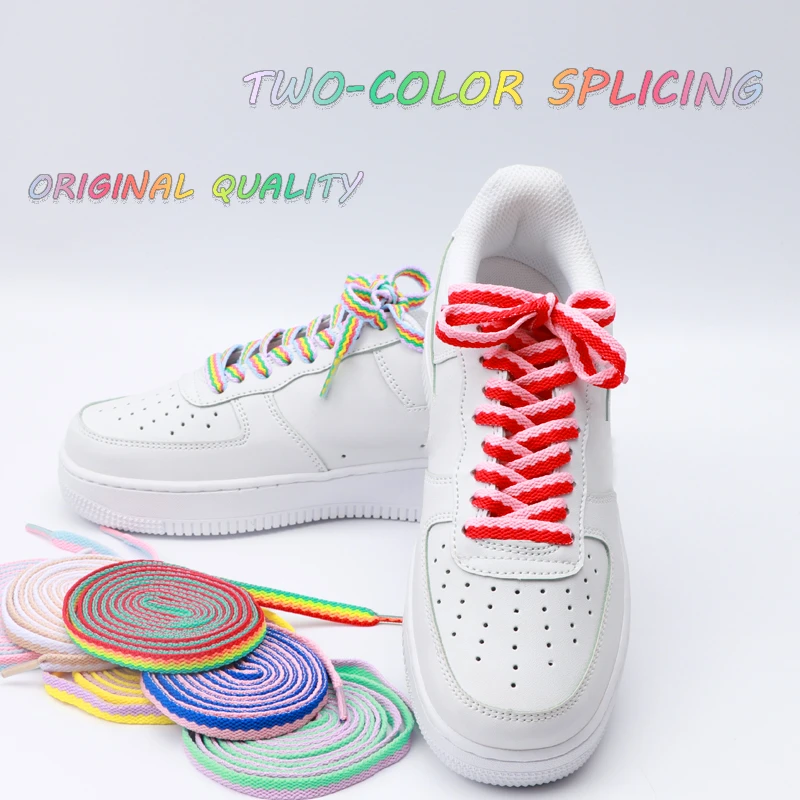 

Fashion Colorblock Shoe laces Flat Sneakers Shoelaces Rainbow Laces for Shoes Quality Fabric Shoelace AJ/AF1 Shoestrings