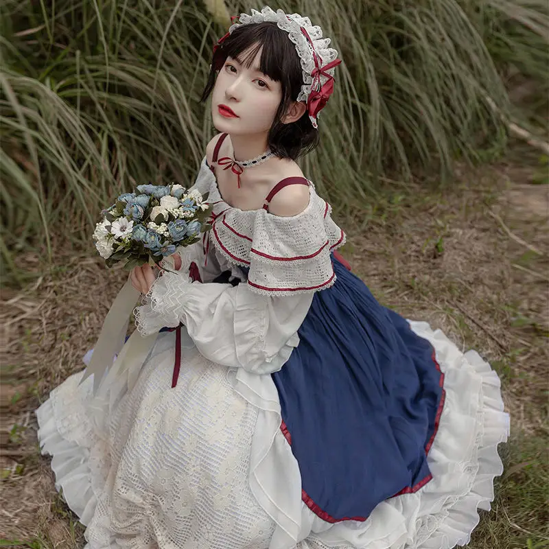 

[Dress + Hairband] Victorian Retro Sweet and Elegant Lolita Dress Gorgeous Snow White Oplolita Tea Party Princess Dress