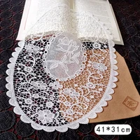 tablecloth oval shape hollow lace fabric placemat table cloth for table coffee cup kitchen dining mat pad home desk decoration