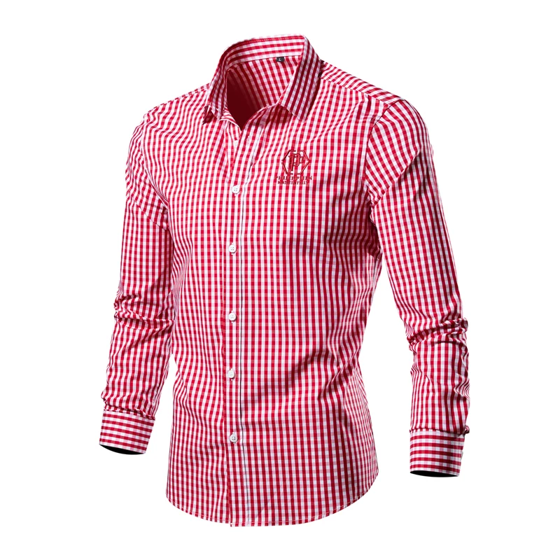

2023 Casual High-quality Cotton Luxury Mens Shirts Soft Thin Slim Long Sleeve Striped Embroid Business Streetwear