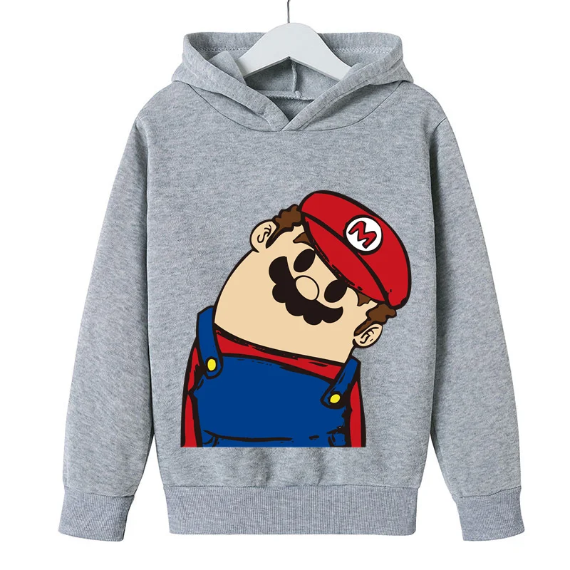 

New Boys Girls Marios-bros Hoodie Kids Tops Long Sleeve Clothes Harajuku Baby Cartoon Children Fashion Spring Autumn Sweatshirt