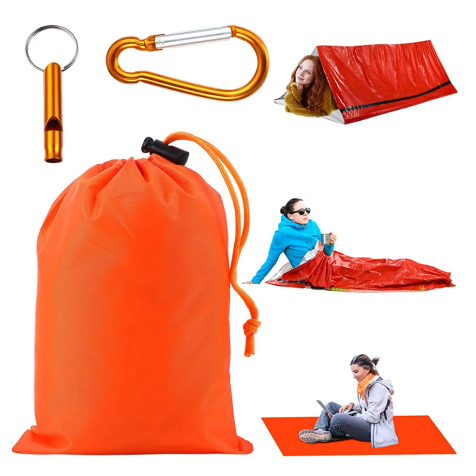

Комплект для аварийного выживания, водонепроницаемая аварийная трубка, палатка, теплое одеяло, портативный спальный мешок, инструмент для ...