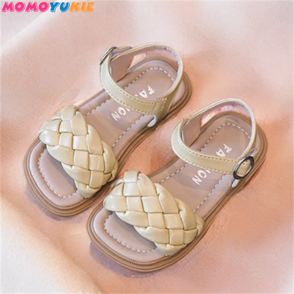 

New Fashion Woven Children's Sandals Soft Sole Open Toe Princess Shoes 2023 Summer Girls' Sandals Kids Beach Shoes Weave Style