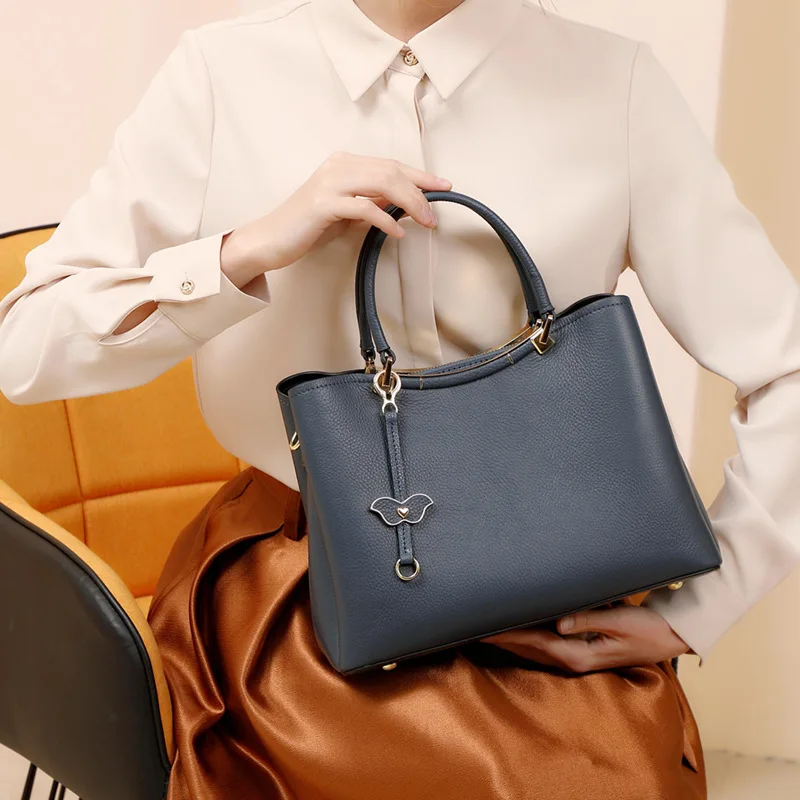 

100% First Layer Cowhide Leather Totes 2022 New Fashion Cowhide Mother Bag Solid Color Messenger Bag Shoulder Shopping Bags Gg