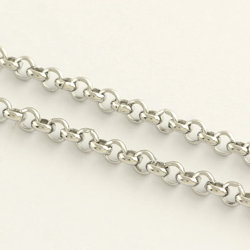 

2m 304 Stainless Steel Rolo Chains Unwelded Stainless Steel Color 2.5x0.8mm