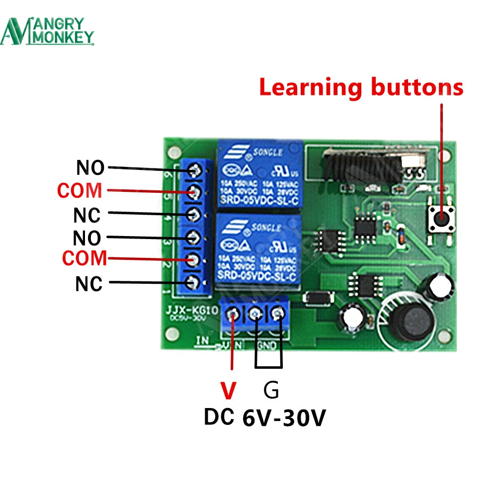 433 Mhz Wireless Remote Control Switch Module DC 12V 24V 2CH RF Relay Receiver and Transmitter for Garage Gate Door Controller |