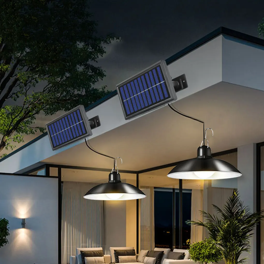 

Hanging Light Dual Head Solar Panel Pendant Lamp Energy-saving Chandelier