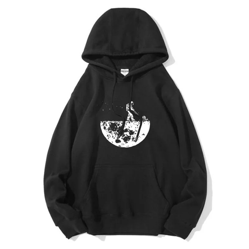 

Men Hoodie high quality Autumn Winter Cotton Blend astronaut cleaning the moon print Hoodie Quality Pullover Casual hip hop tops