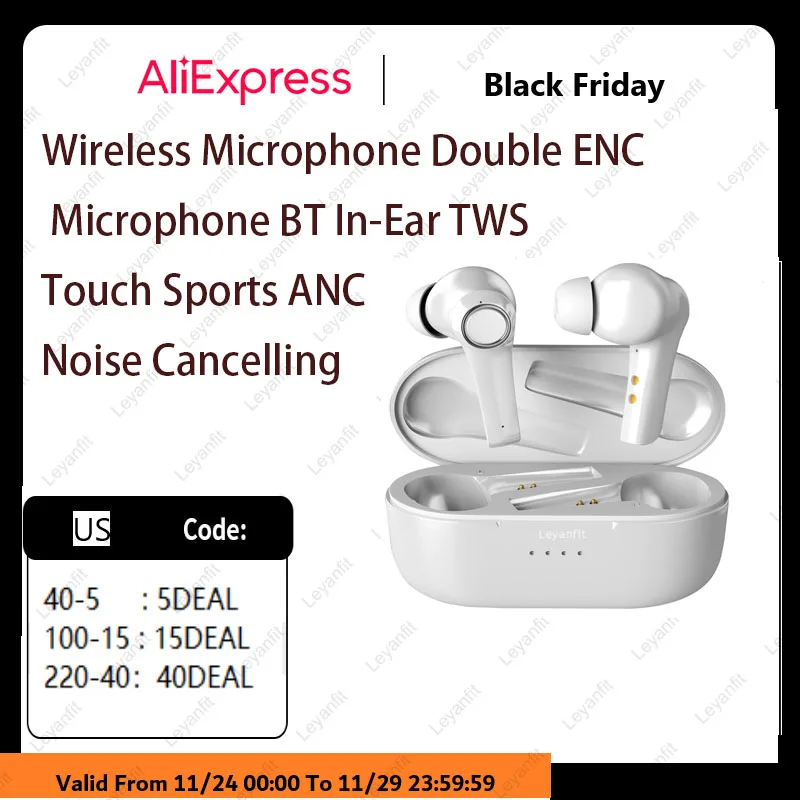 

Wireless Microphone Double ENC Microphone BT In-Ear TWS Touch Sports ANC Noise Cancelling True Wireless Headphones With Charging