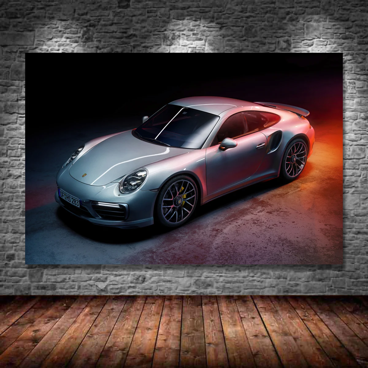 Плакаты и принты Supercar Porsches Sport 911 Серебряный автомобиль Настенная картина на современном холсте для гостиной Декор без рамки